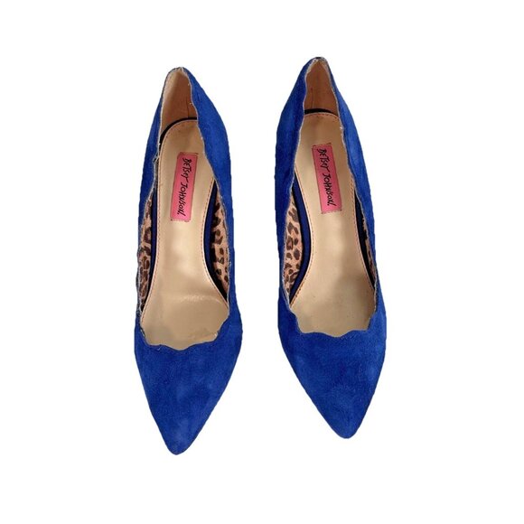 Betsey Johnson AA Very Giselle Blue Suede Platform Heels Pumps Women’s 8 - Picture 1 of 13